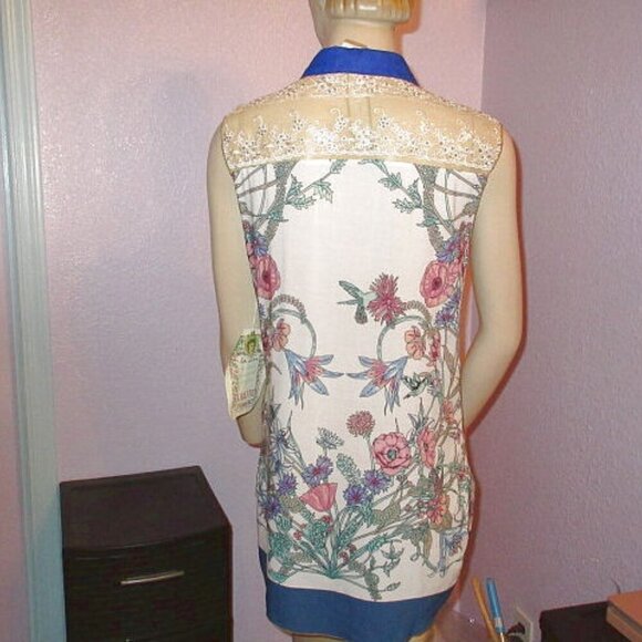 Aratta Silent Journey My Turn To Fly Tunic Top Size XS Embroidered Sleeveless - Picture 8 of 12